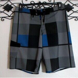 Tony Hawk Board Shorts Men's Size 32 Multicolored Plaid Pockets Surf Swim